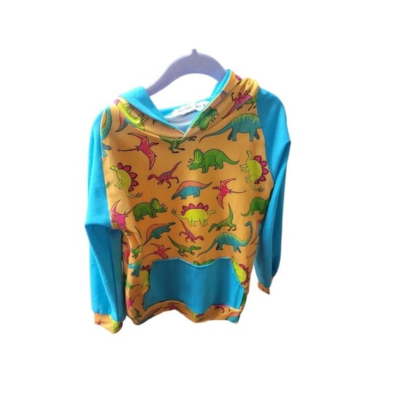 Unisex Hoodie Dino and Neon Various Color Sleeves 6/7 - Picture 1 of 1